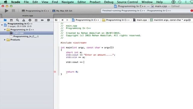 PROGRAMMING IN C++ / X-Code || Tutorial 3 - User Input смотреть онлайн