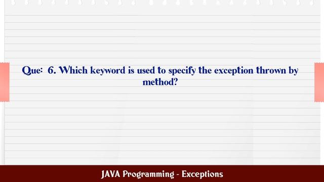 JAVA Programming - Exceptions MCQ Questions смотреть онлайн