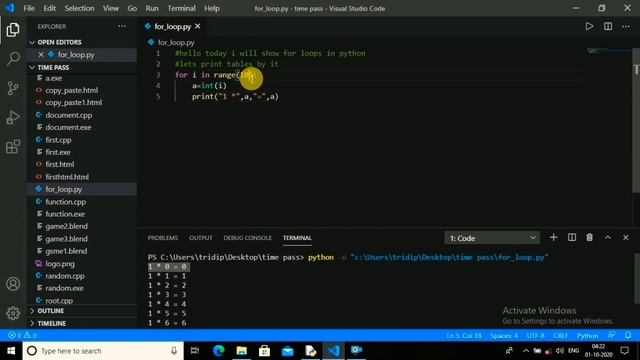 For loops in python | printing tables in console смотреть онлайн