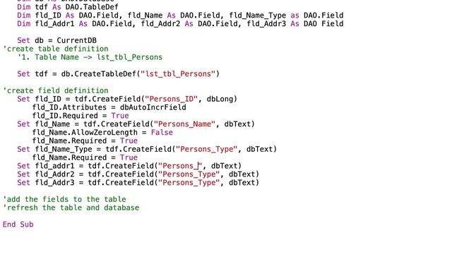 VBA Access - Create Table, Fields [DAO] смотреть онлайн