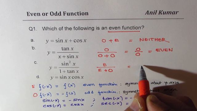 Even or Odd Function with Combination of Trigonometric Functions MHF4U смотреть онлайн