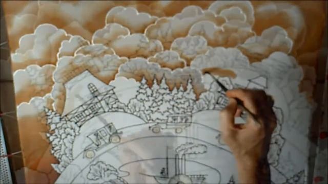 Oldtimer on silk Silk painting Seidenmalerei Батик смотреть онлайн