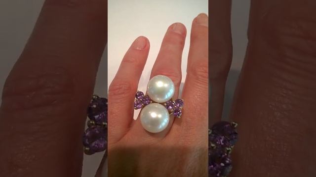 Кольцо"Venera"жемчуг,аметист,золото 585 пробы ручная работа смотреть онлайн