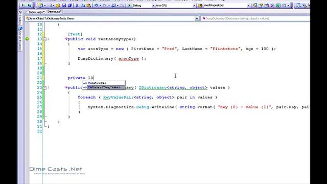 Learning how to turn an Anonymous object into a Dictionary смотреть онлайн