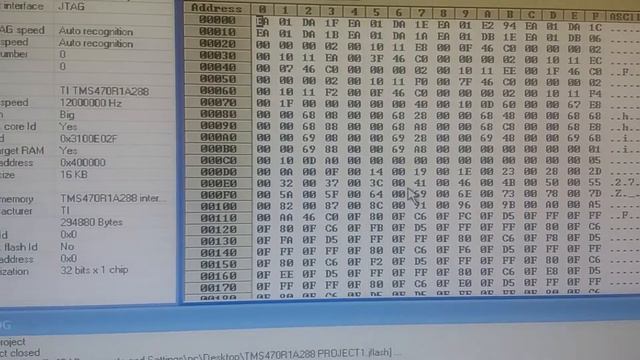 TMS470R1A288 Read With J-link