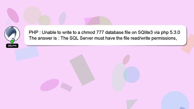 PHP : Unable to write to a chmod 777 database file on SQlite3 via php 5.3.0 смотреть онлайн