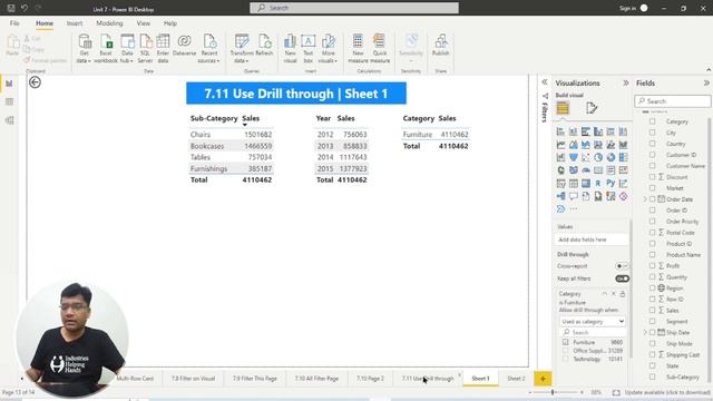 7.11 How to Use a Drill in Power BI | Data Analyst Lecture for Beginner | Nishant Bhaiya смотреть онлайн
