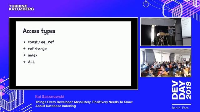 Dev Day 2018 Berlin - Talk about Database Indexing by Kai Sassnowski (Wycomco) смотреть онлайн