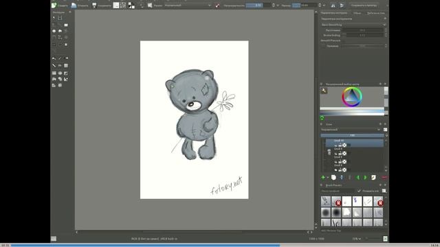 Как нарисовать мишку Тедди. Рисование в программе Krita смотреть онлайн