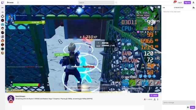 OBS Streaming with the Ryzen 5 5600G and Radeon Vega 7 Graphics - Fortnite Twitch Streaming FPS Tes смотреть онлайн