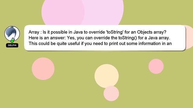 Array : Is it possible in Java to override 'toString' for an Objects array? смотреть онлайн
