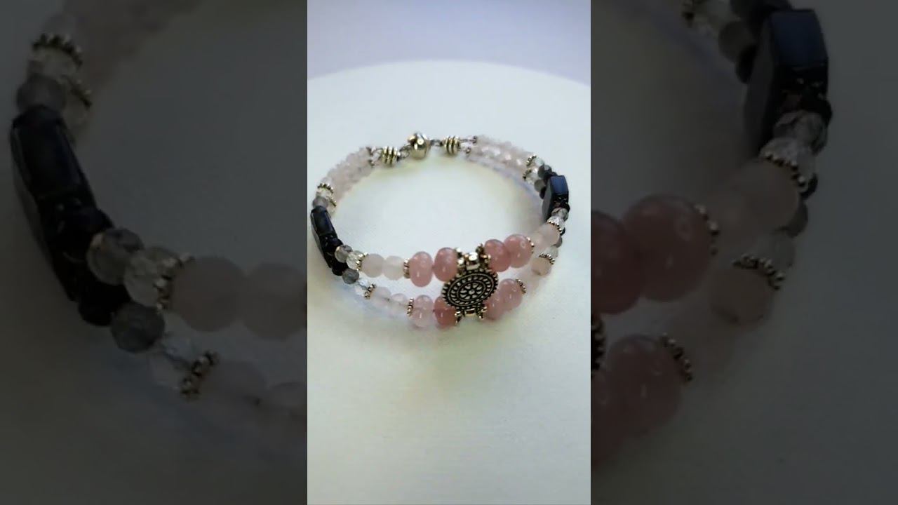 Браслет - розовый кварц и лабрадор. смотреть онлайн