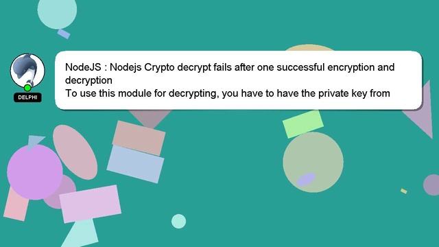 NodeJS : Nodejs Crypto decrypt fails after one successful encryption and decryption смотреть онлайн