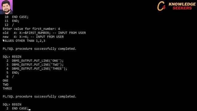 Oracle: if, if-else, if-elsif- else, CASE, loop, while loop, for loop, exit when, GOTO. смотреть онлайн