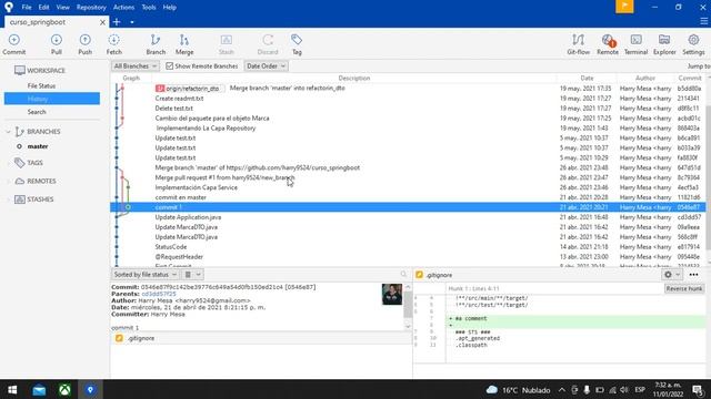 Curso Git - SourceTree | Como Se Lee /Interpreta La Grafica/Árbol Del Historial De Cambios (git log смотреть онлайн