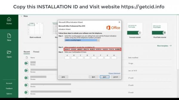 How to Activate MS Office by Phone with get CID Web https://getcid.info/