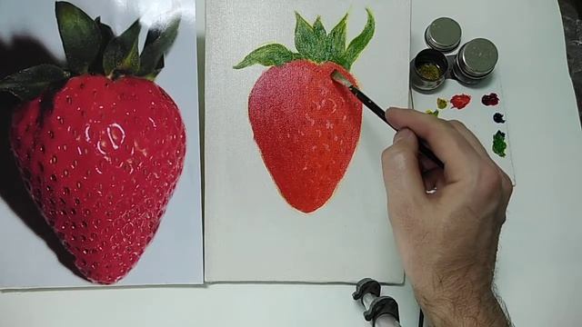 Александр Киргизин. Рисуем клубнику маслом. Бесплатный онлайн урок смотреть онлайн