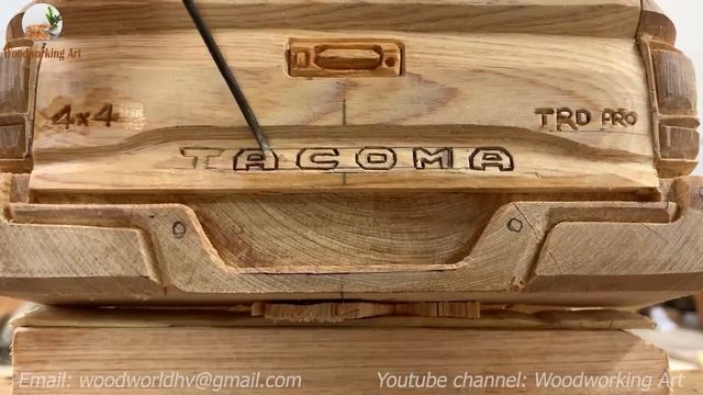 Wood Carving - Toyota Tacoma TRD Pro 2022 - Woodworking Art смотреть онлайн