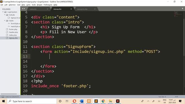 Learn PHP By Project in Arabic [#03] | How to Design Sign Up Form in Login System Using HTML and CS смотреть онлайн