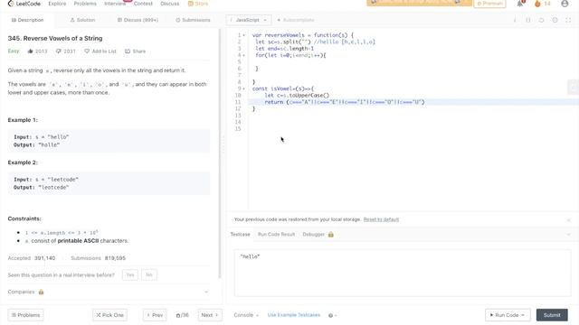 #Leetocode 345. Reverse Vowels of a String | #JavaScript смотреть онлайн