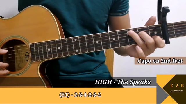 HIGH - THE SPEAKS / Easy Chords Tutorial with Capo for Beginners /No Barre Chords 🤟🎸 смотреть онлайн