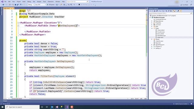 Blazor DataGrid Example | Paging | Filtering | MudBlazor | BCL смотреть онлайн