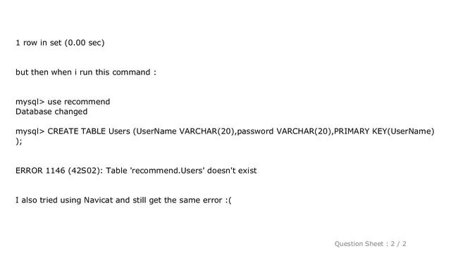 MySQL : MySQL Create Table Error - Table Doesn't Exist смотреть онлайн