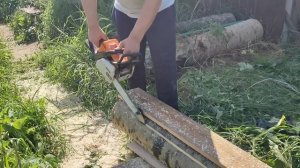 Пилим бруса из бревна Штилем без переделок, без переточек, без затрат.