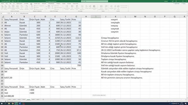 Excel 365 Vseçtopla, Vseçsay, Vseçort, Vseçmak, Vseçmin смотреть онлайн