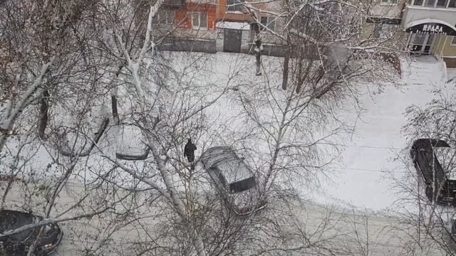 Без посторонней помощи проблематично выехать на дорогу с парковки после снегопада в Барнауле смотреть онлайн