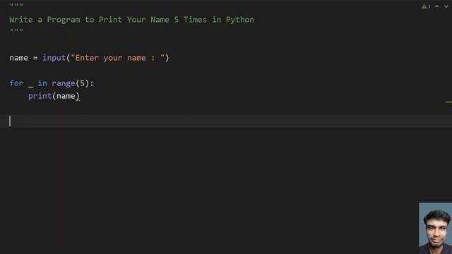 Write a Program to Print Your Name 5 Times in Python смотреть онлайн