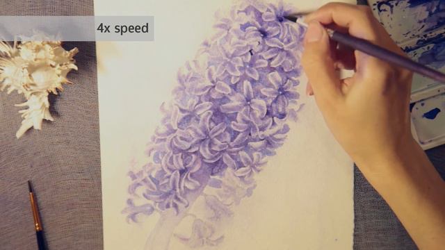 How to Draw a Hyacinth Watercolor. Tutorial. Part 3 смотреть онлайн