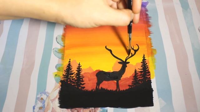 Как нарисовать пейзаж гуашью для начинающих смотреть онлайн