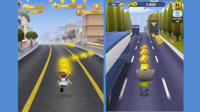 Bus rush vs talking gold run || Android iPad iOS Gameplay HD IP PLAYGAME смотреть онлайн