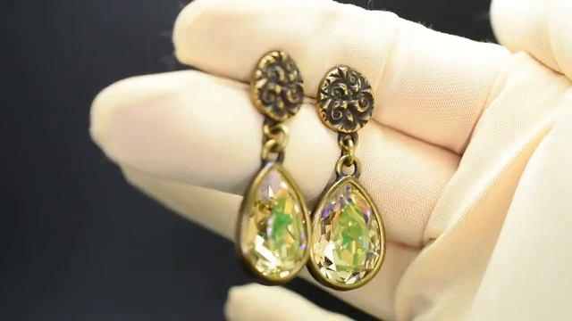 Серьги AMALTHEA / SUN античная латунь с кристаллами Сваровски - Tezora Bijoux смотреть онлайн