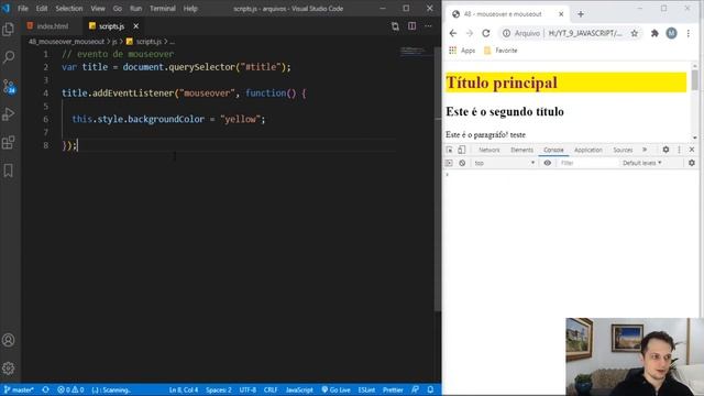 Curso JavaScript #50 - Eventos mouseover e mouseout смотреть онлайн