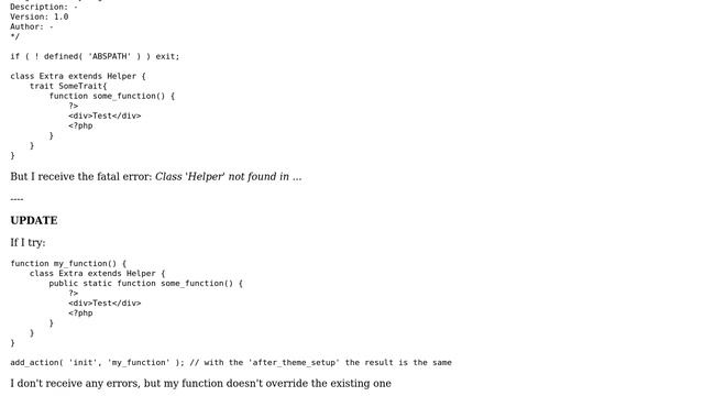 Wordpress: How to override theme's public static function inside of a trait? смотреть онлайн