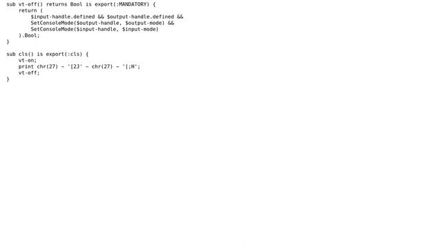 Code Review: Raku / Perl6: A module to enable escape codes in the win32 console, naming suggestions смотреть онлайн