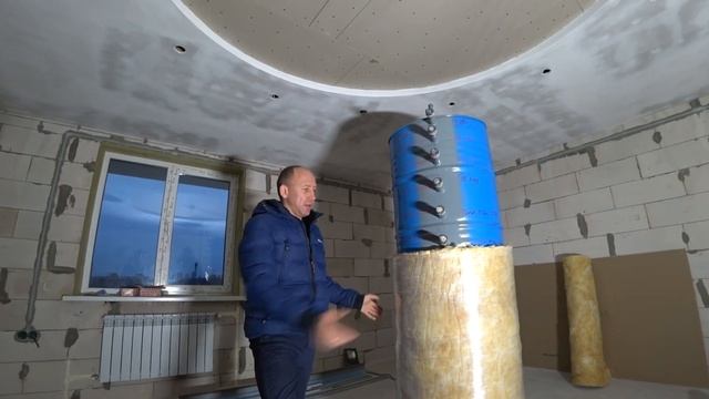 Установка твёрдотопливного котла с самодельной буферной емкостью и бойлером косвенного нагрева. смотреть онлайн