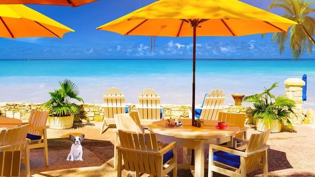 Tropical Beach Relaxation Cafe Ambience ☕ Ocean Wave Sounds & Bossa Nova Music for Stress Relief смотреть онлайн