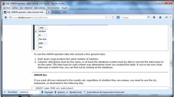 SQL UNION operator tutorial with MySql Workbench