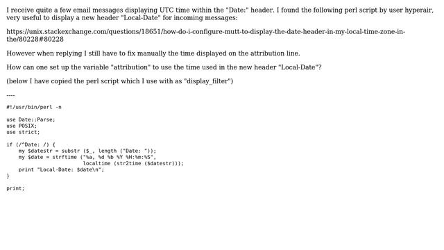 Unix & Linux: Using corrected time in the "attribution" variable of mutt? смотреть онлайн