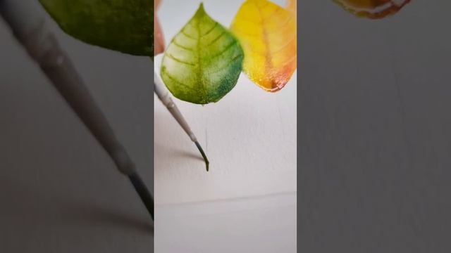 ? How to paint Ombre Autumn Leaves tutorial for beginners #watercolor #painting #drawing #art смотреть онлайн