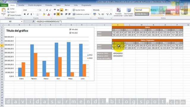 Crear Gráficos y Gráficas Interactivos en Excel 2010 con Casillas de Verificación o Checkboxes. смотреть онлайн