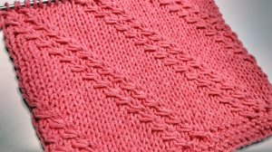 Диагональный узор спицами - простой красивый узор для шапки, кардигана, пледа и т.д.