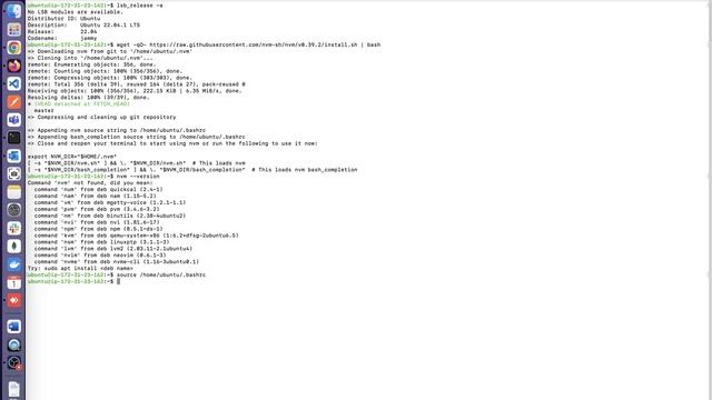 Installing NodeJs18 (LTS) using NVM on Ubuntu 22.04 смотреть онлайн