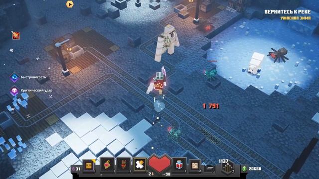 Майнкрафт Dungeons Creeping Winter 1 часть! Мамороженный фьорд! обзор обновления смотреть онлайн
