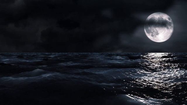 ночное море ,лунный свет, волны, полнолуние. смотреть онлайн