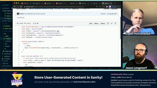 Store User-Generated Content in Sanity (with Espen Hovlandsdal) — Learn With Jason смотреть онлайн