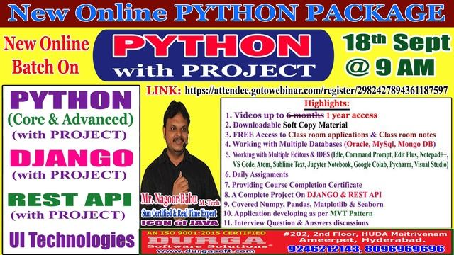 PYTHON (with PROJECT) Online Training in DURGASOFT смотреть онлайн